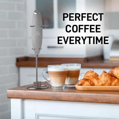 Vista 336 de Zulay Milk Boss Espumador de leche potente manual, hace espuma para latte, batidor para mezclar bebidas, café, miniespumador para capuchino, frappé