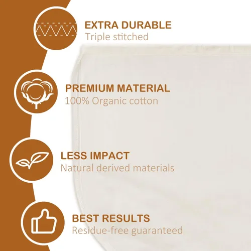 Vista 3 de 3 bolsas de leche de nuez de 12 x 12 pulgadas, 100% algodón sin blanquear, colador de alimentos reutilizable para colar leche de almendra/avena
