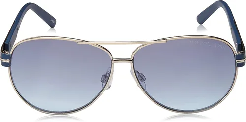 Vista 2 de US Polo Assn PA1013 - Lentes de sol estilo aviador con protección UV de metal para hombre regalos clásicos para hombres 2480in Metal plateado y azul