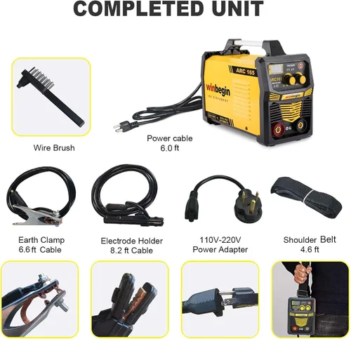Vista 2 de Máquina de soldadura por arco de 110 V/220 V, pantalla digital, varilla máxima de 165 A 5/32 pulgadas, soldador de palo resistente, soldadura fácil