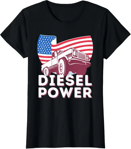 Vista 29 de Diesel Power American Flag - Camiseta de camioneta de mecánico diésel, Negro, S