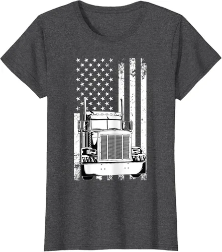 Vista 4 de Camión conductor bandera americana camionero vintage hombres mujeres regalo camiseta