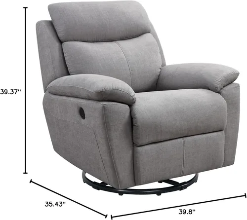 Vista 2 de Generic Silla reclinable giratoria con puerto de carga USB, color gris claro