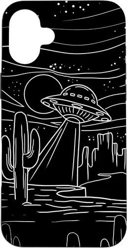 Vista 22 de iPhone 16 UFO Desert Retro Alien Spaceship Area 51 ET Space Lover Gift Case