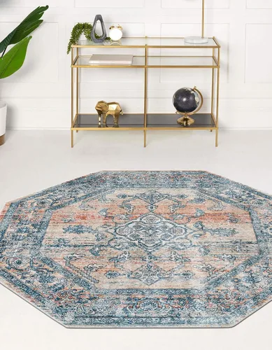 Vista 10 de Unique Loom Newport Collection - Alfombra de área ocre (2' x 3' 11", azul/marrón claro)