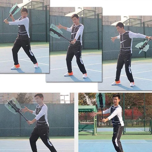 Vista 7 de Entrenador de swing de resistencia de entrenamiento de tenis, Raqueta de Padle de entrenamiento profesional, Raqueta de tenis para adultos, Raqueta