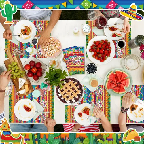 Vista 4 de Yeaqee 100 servilletas Eid Mubarak Ramadán desechables de papel mexicano para fiesta de Cinco de Mayo, suministros para fiesta, taco, fiesta