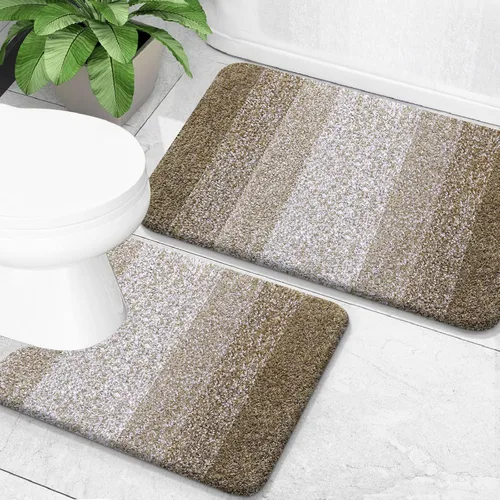 Vista 10 de OLANLY - Juego de tapetes para baño de 2 piezas, de microfibra, suaves y absorbentes, antideslizantes, lavables a máquina y para secadora, felpudos