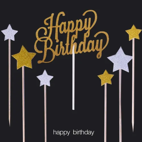 Vista 3 de Vela alternativa para tartas de cumpleaños con purpurina dorada, hecha a mano (paquete de 7)