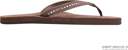 Vista 4 de Rainbow Sandals Mujer de una sola capa de cuero de primera calidad con correa estrecha de cristal Swarovski