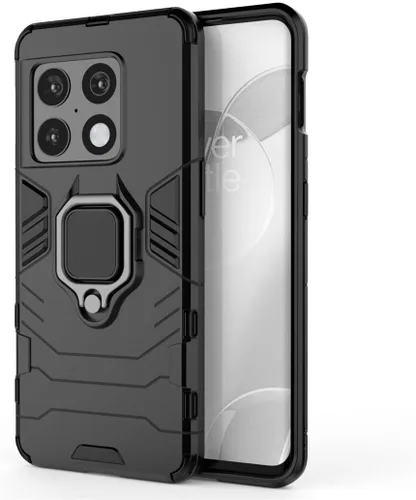 Vista 5 de MaiJin Compatible con OnePlus 10 Pro, soporte de agarre de anillo de metal, a prueba de golpes (funciona con soporte magnético para automóvil), Negro