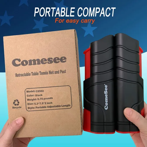 Vista 6 de Comesee Red de ping pong retráctil para cualquier mesa, redes de tenis de mesa y equipos de postes para reemplazo