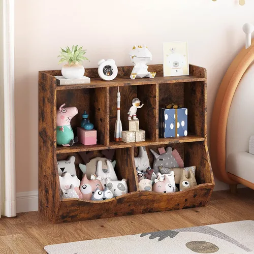 Vista 10 de IDEALHOUSE Estantería y estantería para niños, estante de almacenamiento de juguetes, estante múltiple con organizador de cubículos para niños y Gris