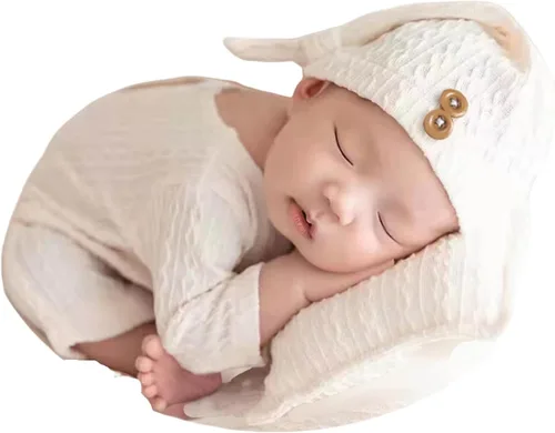Vista 12 de Moda recién nacido niños niñas bebé sesión de fotos accesorios trajes ganchillo ropa sombrero de cola larga pantalones accesorios de fotografía