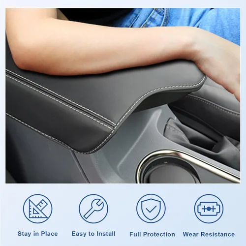 Vista 5 de CDEFG Funda de consola central para 2019, 2020, 2021, 2022, funda para reposabrazos de camioneta, funda para reposabrazos, cojín para codo, funda