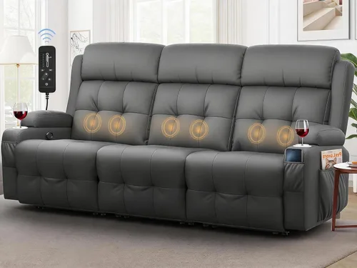 Vista 100 de Sofá de Dos Plazas Reclinable, Sofá Reclinable de Masaje con Gran Capacidad de Peso, Silla de Dos Plazas para RV en Liquidación con Consola, USB