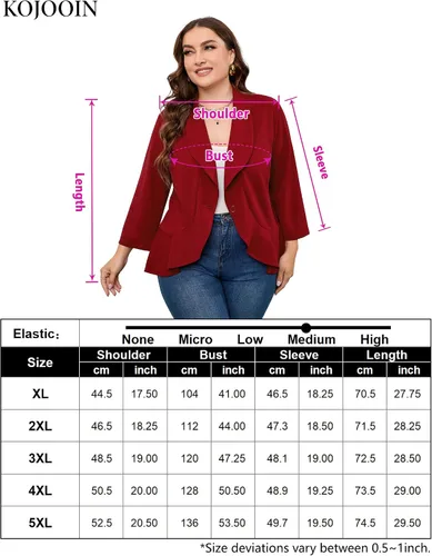 Vista 6 de KOJOOIN Chaqueta casual de manga larga para mujer, talla grande, chaqueta de trabajo y oficina, chaqueta de traje