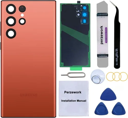 Vista 8 de Reemplazo de cristal trasero trasero para Samsung Galaxy S22 Ultra 6.8 pulgadas 5G con kit de herramientas de reparación y adhesivo preinstalado