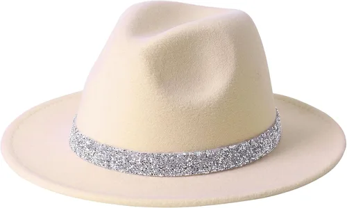 Vista 4 de Lanzom - Sombrero de lana tipo Fedora de estilo retro con cinto alrededor