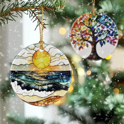 Vista 5 de Adorno de puesta de sol de playa, adorno de Navidad, decoración de árbol de Navidad, decoración de vacaciones, relleno de calcetines, idea de regalo