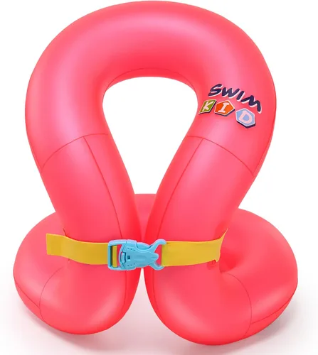 Vista 9 de Chaleco de natación para niños de 3 a 6 años, 7 a 14 años, flotadores inflables portátiles con doble bolsa de aire y hebilla de seguridad ajustable