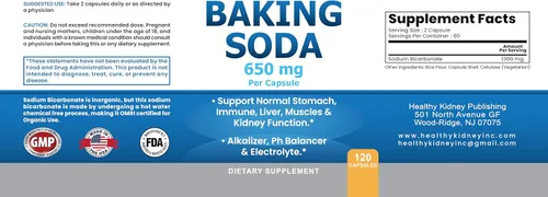 Vista 8 de Cápsulas naturales de bicarbonato de sodio – 650 mg tabletas de bicarbonato de sodio para riñón y ácido estomacal – Pastillas de bicarbonato