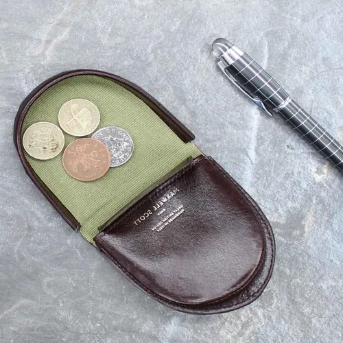 Vista 6 de Maxwell Scott Quality Leather Horseshoe Coin Wallet The Savino Handmade In Italy Chestnut Tan Brown