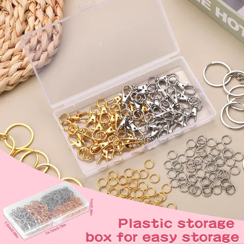 Vista 3 de 160 cierres de pinza de langosta, cierres giratorios con llaveros, clips de metal para llavero y anillos de salto, kit de fabricación de llaveros
