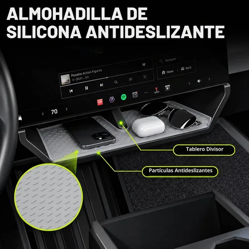 Vista 7 de Organizador debajo de pantalla para accesorios Tesla Cybertruck 2024-2026