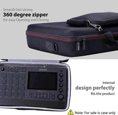 Vista 6 de LTGEM - Funda compatible con AKAI Professional MPC Live II/Live Drum Machine con bolsa para accesorios y correa para el hombro