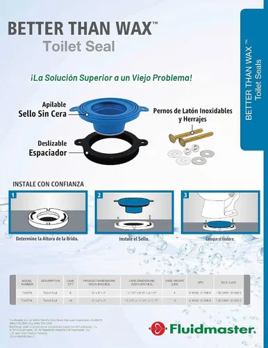 Vista 5 de Fluidmaster 7530 Universal Better Than Wax - Sello de inodoro sin cera, junta de taza de inodoro que se adapta a cualquier desagüe
