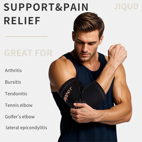 Vista 6 de Codera para el codo para tendinitis y codo de tenista para mujeres, manga de compresión de cobre para alivio del dolor del codo de golfista