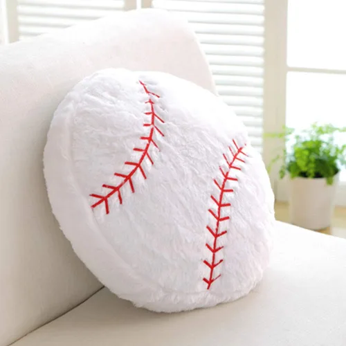 Vista 2 de Firlar Almohada de felpa de béisbol, cojín de espalda de pelota deportiva, suave y duradero, regalo deportivo para decoración del sofá del hogar