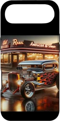 Vista 27 de Classic Hot Rod Retro Vintage Custom Hotrod Car Illustration Case for iPhone 17