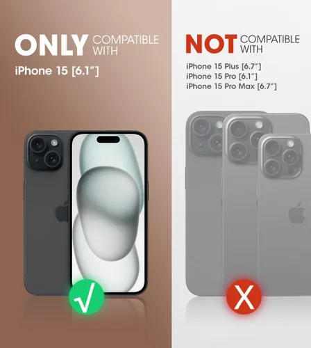 Vista 2 de SUPCASE Funda para iPhone 15 con soporte y clip para cinturón (Unicorn Beetle Pro), [protector de pantalla integrado]