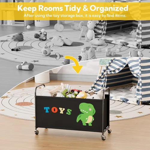 Vista 5 de GRANNY SAYS Caja de juguetes para niños y niñas, cofre de almacenamiento grande con ruedas, organizador de almacenamiento de juguetes para niños