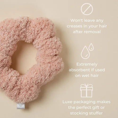Vista 4 de VOLO Cloud Pink Spa - Juego de diadema y coletero de microfibra ultra suave y absorbente, juego de 2 piezas