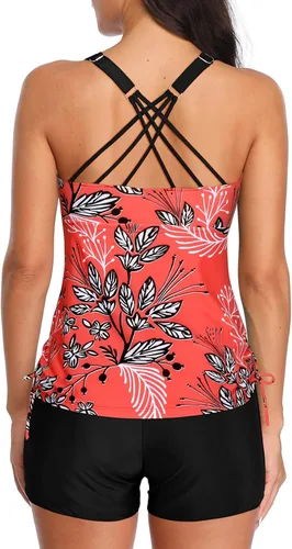 Vista 2 de Tempt Me Traje de baño tankini de dos piezas para mujer con control de abdomen y pantalones cortos