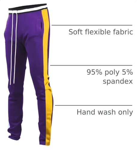 Vista 4 de SCREENSHOT-Track Pants S41700 Mens Premium Slim Athletic Fitness Lifestyle Workout Bottoms - Classic Fit S41700-púrpura/oro