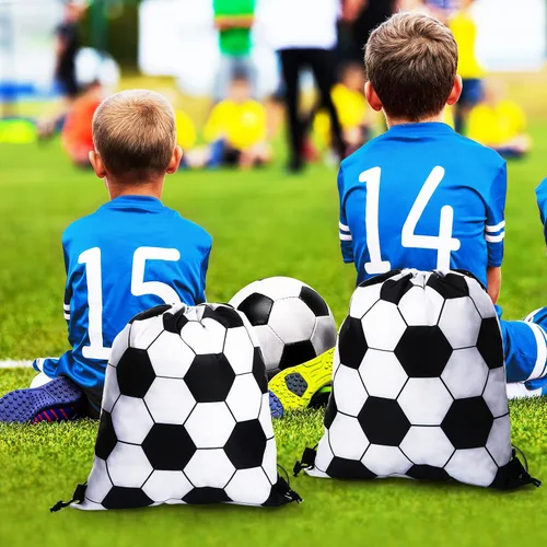 Vista 6 de Potchen 36 bolsas de fútbol con cordón – Mochila deportiva con cordón para gimnasio, bolsa de regalo para niños, juegos de pelota de fútbol, regalos