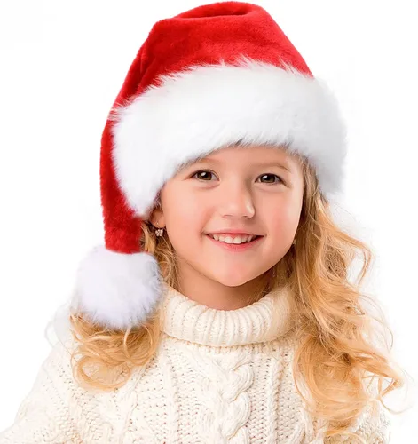 Vista 10 de RJVW Sombrero de Papá Noel de Navidad para niños y bebés, unisex, grueso, de terciopelo, clásico, para fiesta de Año Nuevo