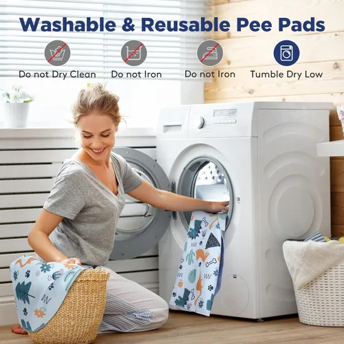 Vista 6 de Almohadillas lavables para orina para perros, 2 paquetes pequeños de 18"x24", almohadillas reutilizables súper absorbentes para cachorros