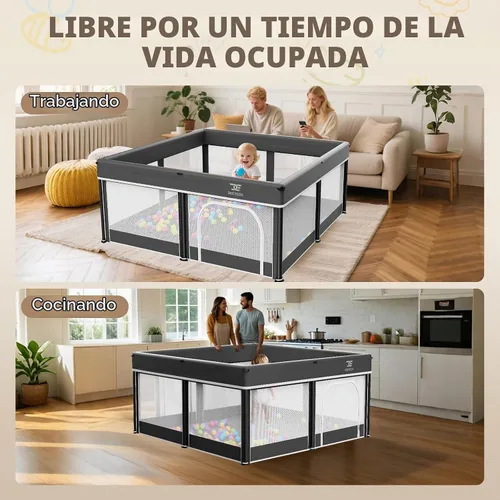 Vista 4 de Corralito plegable para bebés de 50 x 50 con alfombrilla - Patio portátil Negro