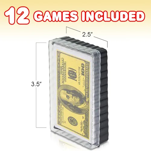 Vista 2 de Gamie Cartas de juego de billetes de 100 dólares, paquete de 12 barajas, envueltas individualmente, tarjetas de juego para póker, niños, adultos