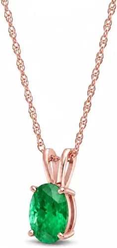 Vista 2 de Galaxy Gold GG Collar de oro rosa amarillo, blanco de 14k con colgante de esmeralda ovalada natural