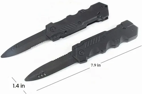 Vista 5 de Cooplay Cuchillo falso retráctil, 3 piezas, daga de plástico, accesorios de truco, accesorios clásicos de broma divertida, broma divertida