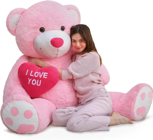 Vista 21 de MaoGoLan Oso de peluche gigante de 52" Oso de peluche - Te amo Corazón rojo Oso de peluche grande para regalo de San Valentín, aniversario, larga