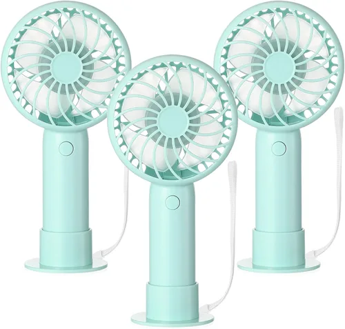 Vista 58 de Tujoe Mini ventilador de mano potente de 3 velocidades, ventilador personal pequeño portátil recargable con base USB para mujeres, maquillaje