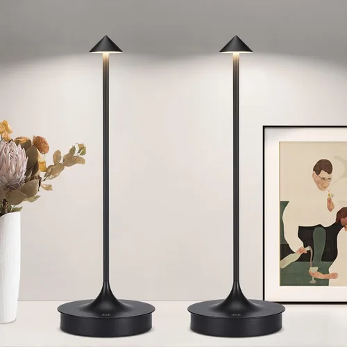 Vista 7 de Lámpara de mesa inalámbrica pequeña, recargable, funciona con pilas, lámpara táctil LED de 4000 mAh, regulable, portátil, impermeable, para Blanco