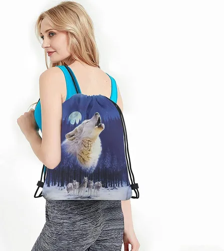 Vista 4 de Beabes Llama - Mochila con cordón para el gimnasio, diseño de animales, color rosa, Multi-A32., 14x16.9 Inch